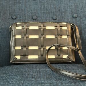 Target A New Day black purse. Shell faux leather Woven textile material.